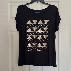 NWT APT 9 Black Top With Triangle Sequin Pattern Size S
